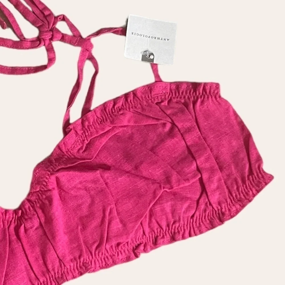 Anthropologie Ruched Hot Pink Barbiecore Sweetheart Bralette Size M NWT